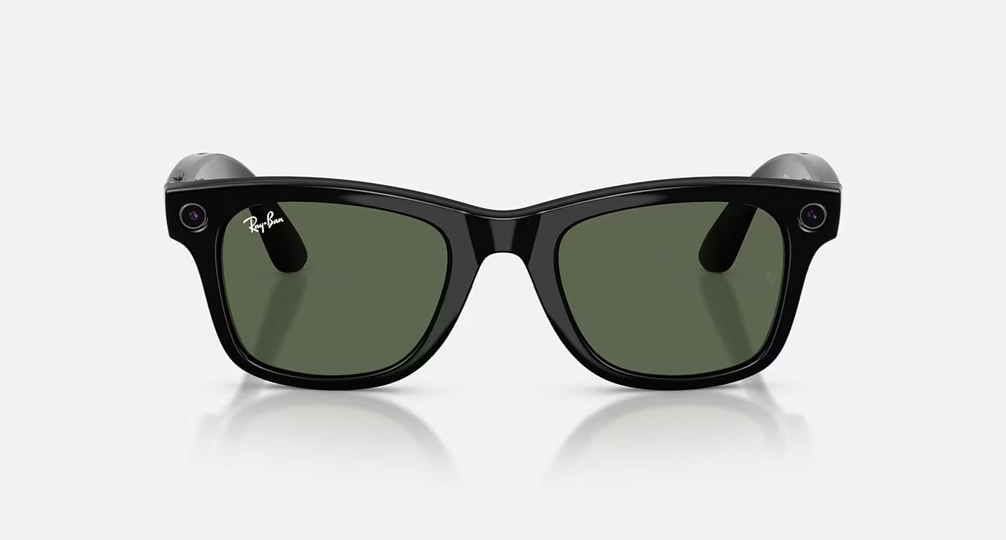 Ray-Ban Meta Wayfarer (Gen 2) Shiny Black AI Glasses with Green Lenses - Attēls 2