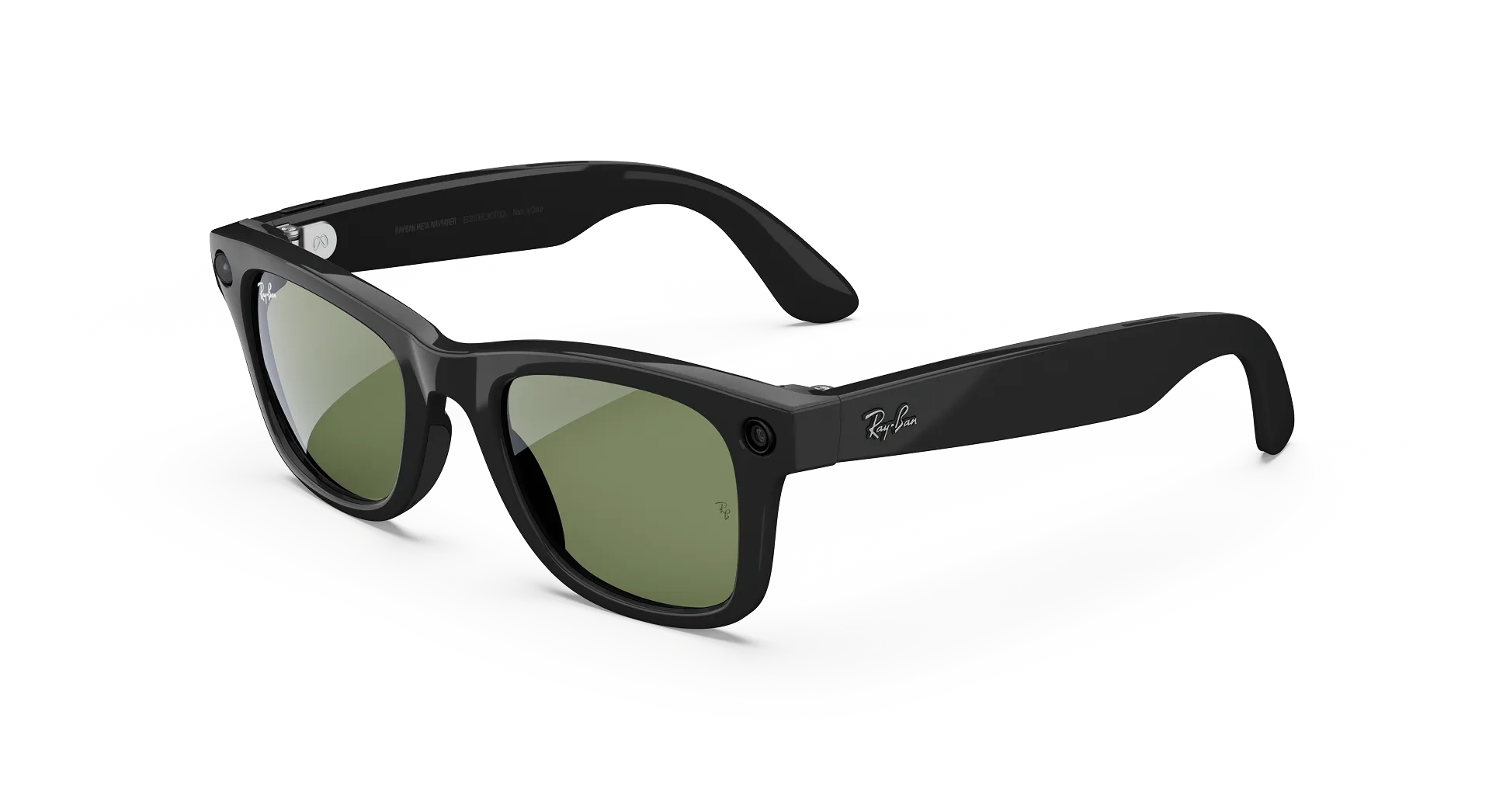 Ray-Ban Meta Wayfarer (Gen 1) Shiny Black AI Glasses with Green Lenses - Attēls 1