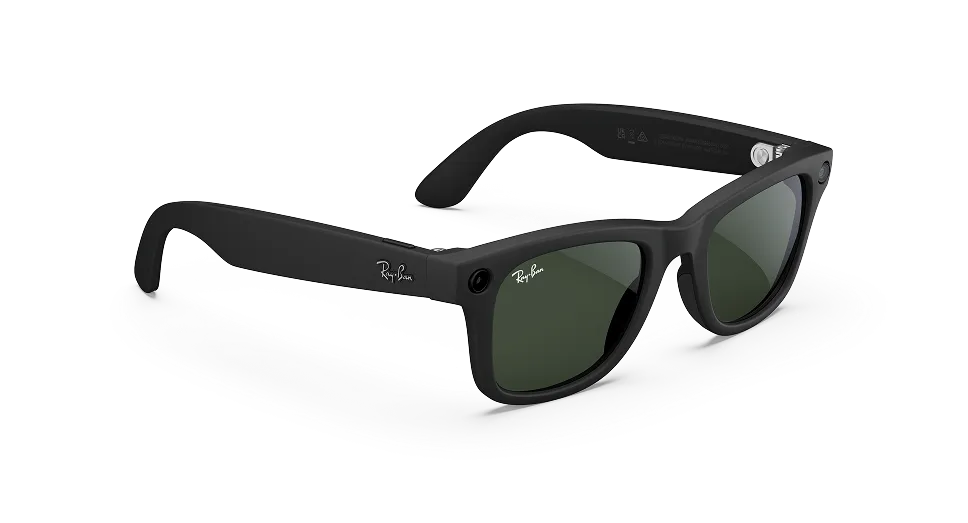 Ray-Ban Meta Wayfarer (Gen 1) Matte Black AI Glasses with Black Lenses - Attēls 3