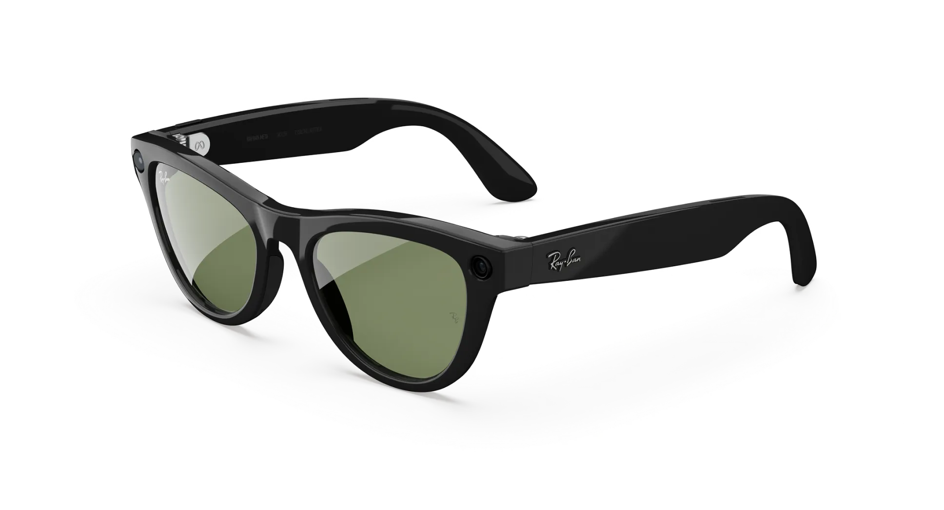 Ray-Ban Meta Skyler (Gen 2) shiny black AI glasses with green lenses - Attēls 1