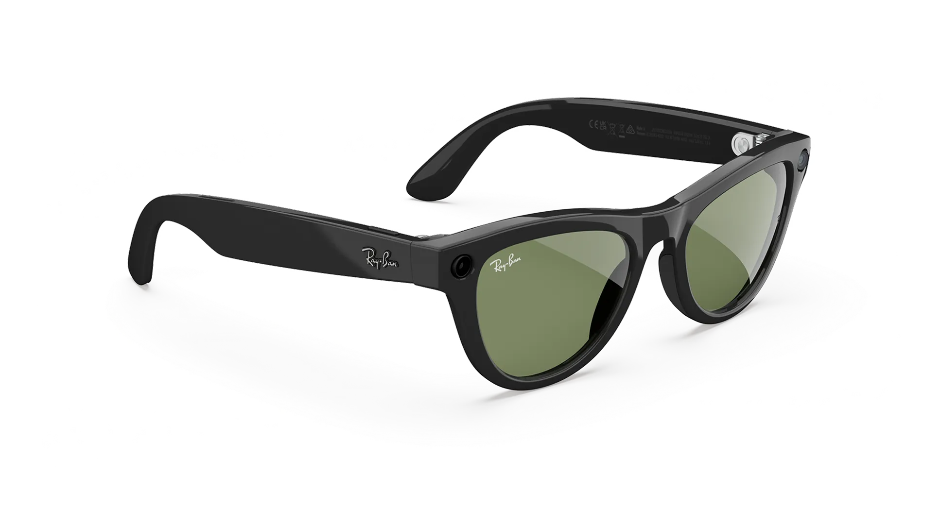 Ray-Ban Meta Skyler (Gen 2) shiny black AI glasses with green lenses - Attēls 3